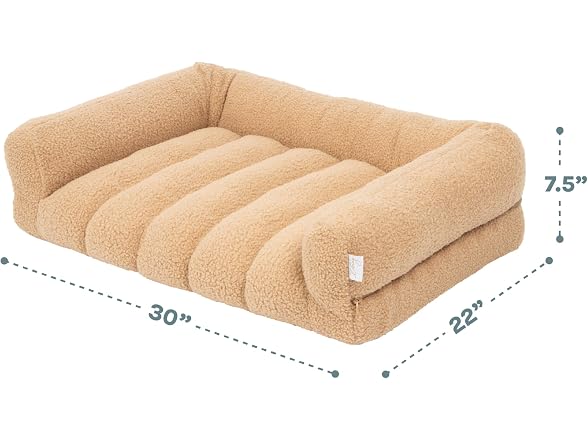 SportPet Medium Sherpa Bolster Couch Pet Bed, Tan