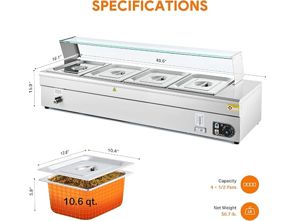 WILPREP 4-Pan Commercial Food Warmer
