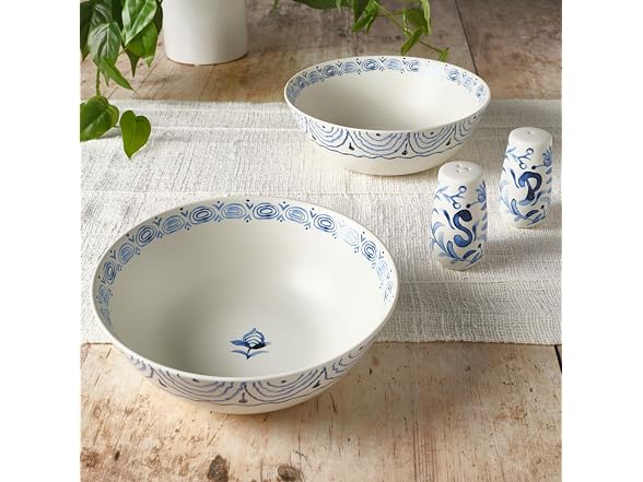 Fitz and Floyd Sicily Blue Italian Design Serve Bowls Set of 2