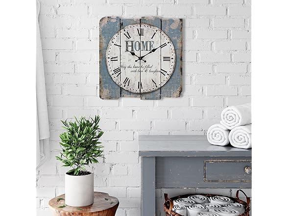 Stonebriar 15" Square Clock Blue