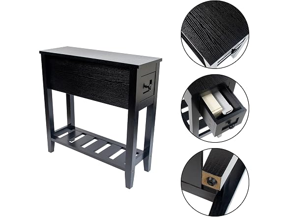 LUSUOWLZ Narrow End Table 2Pk Black