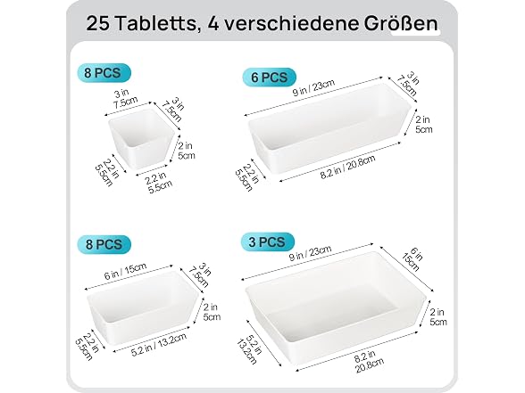 Vtopmart White 25 Pack Plastic Drawer Organizers
