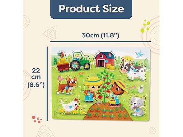 B. toys – Peek & Explore – Barnyard – Wooden Peg Puzzle