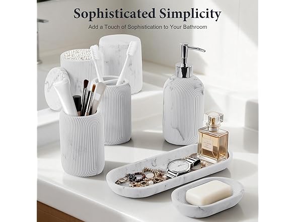 Z ZONAMA White Resin Bathroom Accessories Set