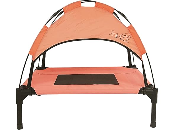 Midlee Salmon Dog Cot with Canopy (24" x 30")