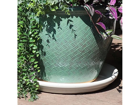 Sunnydaze Decor AP-012 2 Ceramic Saucers 12in Pearl
