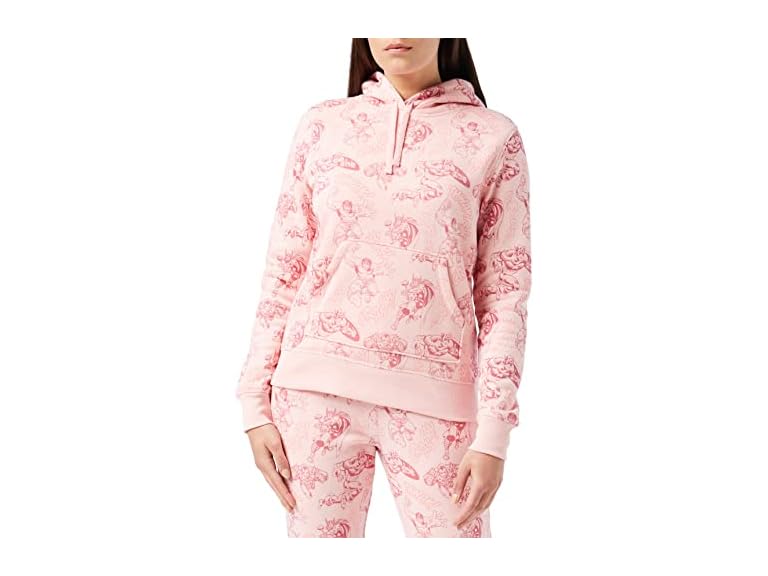 Amazon Essentials Disney | Marvel | Star Wars | Princess Women's Fleece Pullover Hoodie Sweatshirts (Available in Plus Size), Pink Marvel Avengers, Small