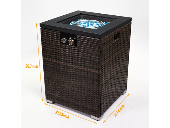 22" Sq 40k BTU Wicker Base Fire Table – Black