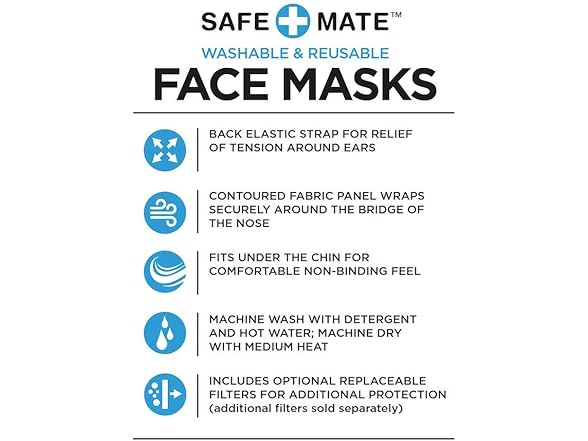 Case-Mate Cloth Face Mask Adult L/XL, 3 Count 