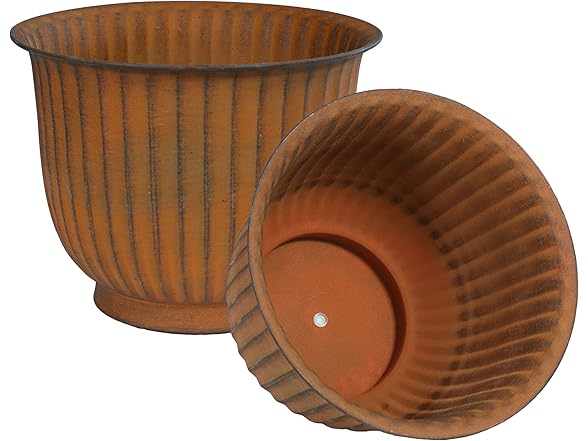 Sunnydaze Carlotta 14.75" Metal Outdoor Plant Pot Set