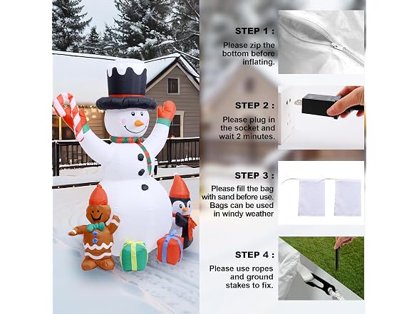 6' Inflatable Snowman Yard Decoration