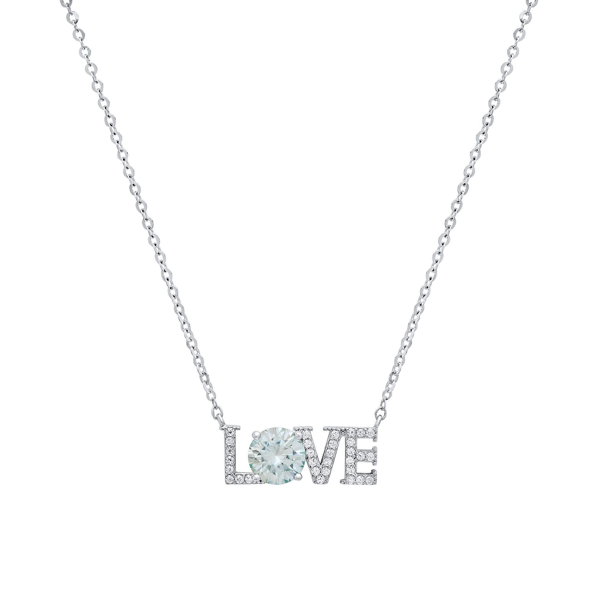 LOVE Turquoise Moissanite Necklace - Gallery 5