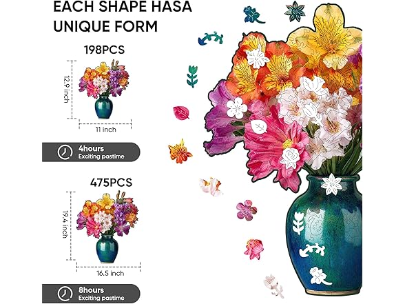 Ixfyloop Wooden Puzzles for Adults, Modern Vase