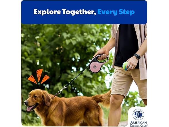 American Kennel Club Retractable Dog Leash, 16.4ft
