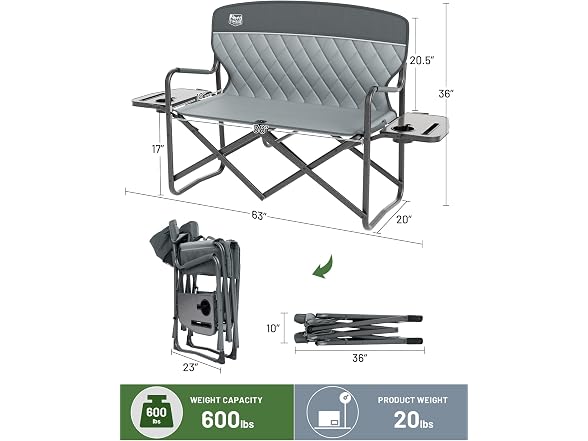TIMBER RIDGE Grey Camping Loveseat