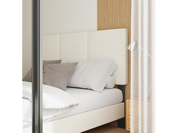 Queen Bed Frame, Upholstered Headboard