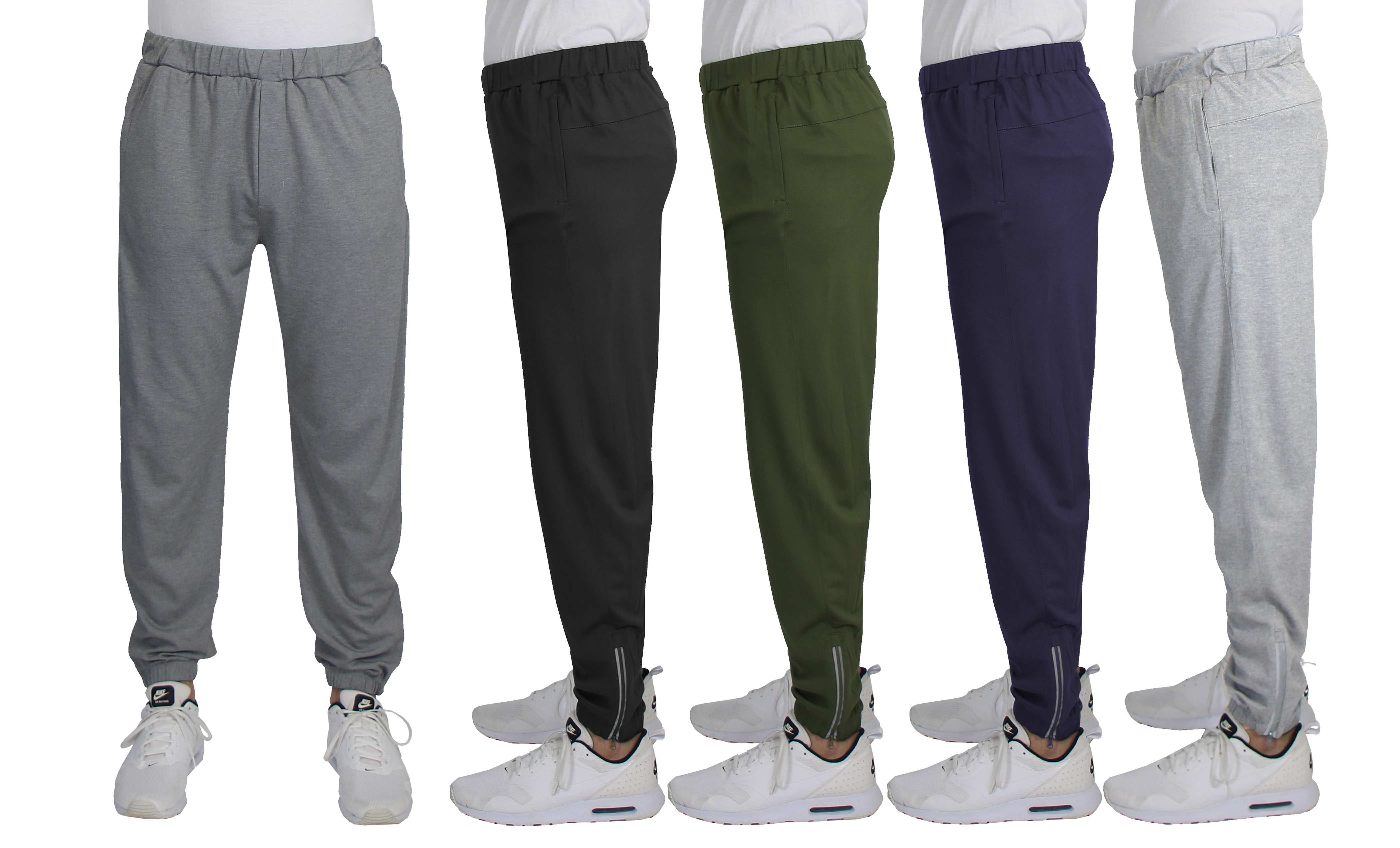 3Pk Mens Active Pants w-Ankle Zippers - Gallery 8