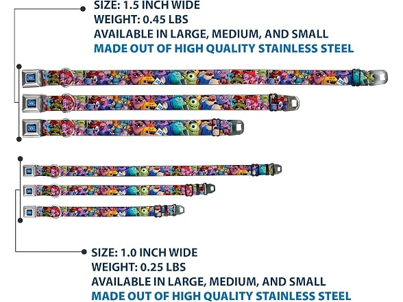 Buckle-Down Dog Collar Seatbelt Buckle Monsters Univerisity