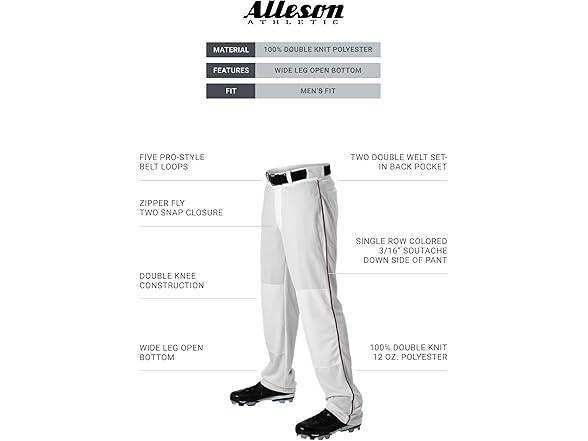 Alleson Athletic Men's Men's White/Maroon Pant (S)