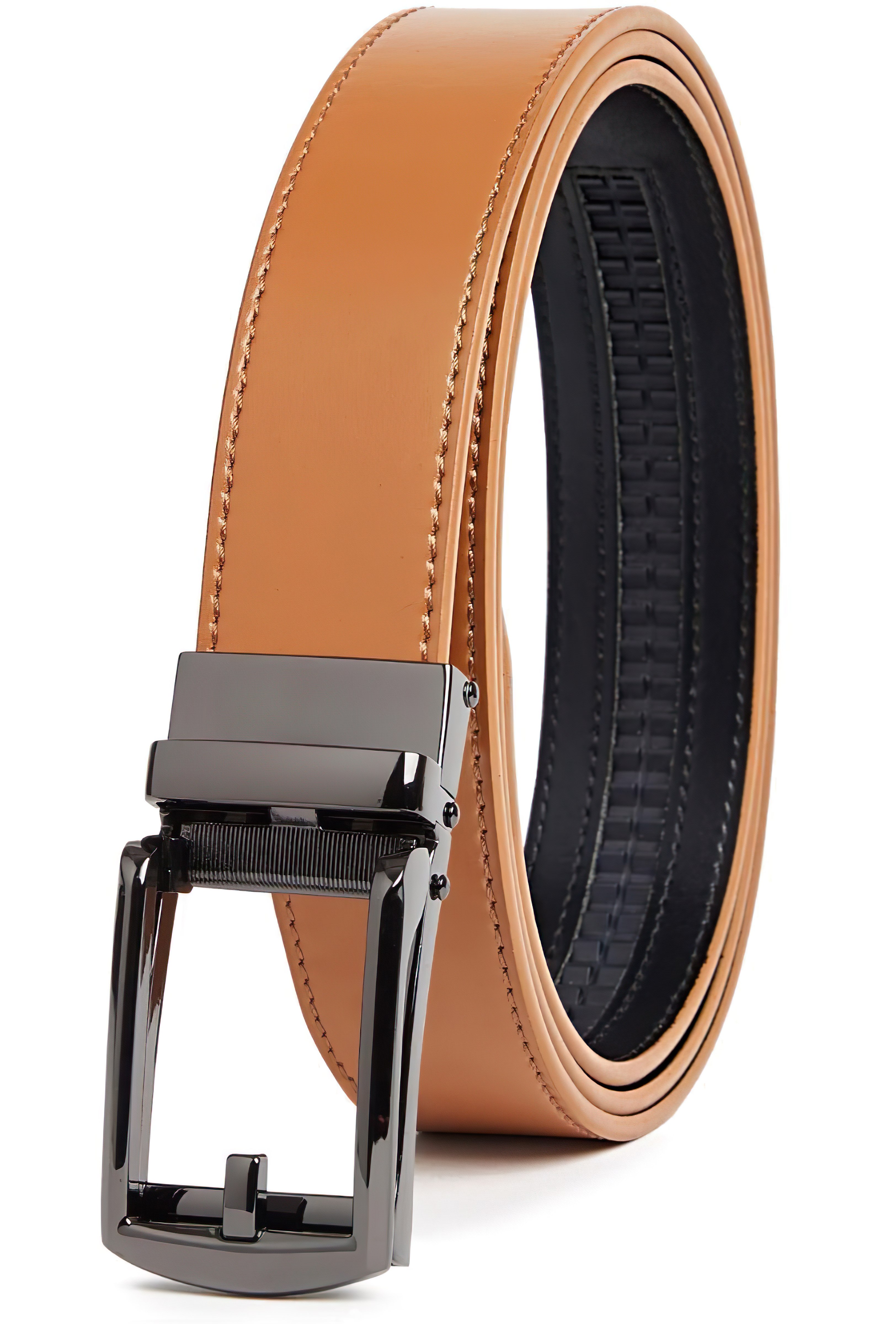 Carlo Fellini Mens Leather Ratchet Belt - Gallery 34