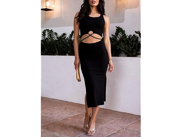 Acelitt Women (M) Sexy Summer Dresses Cut Out Tank