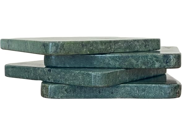 Howard Elliott Collection Evergreen Marble Coaster Set of 4