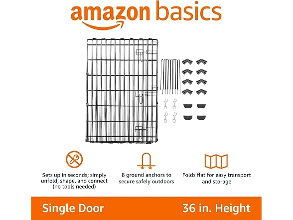 Amazon Basics Foldable Metal Exercise Dog Playpen 36"