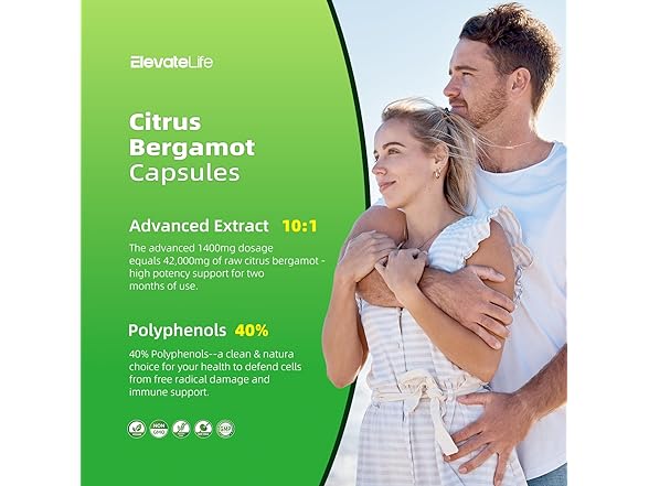 ElevateLife Citrus Bergamot 1400mg, 120 Capsules