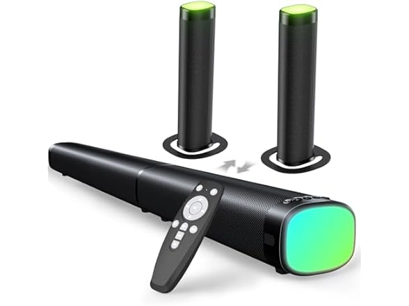 Bkmojit Detachable 2-in-1 RGB Sound Bar