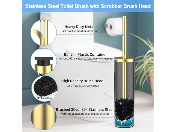Flyzenvibe Stainless Toilet Brush Set