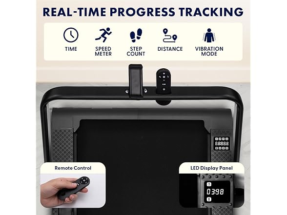Squatz 2‑in‑1 Treadmill w/ Handlebar & Vibration Plates (Matte Black)