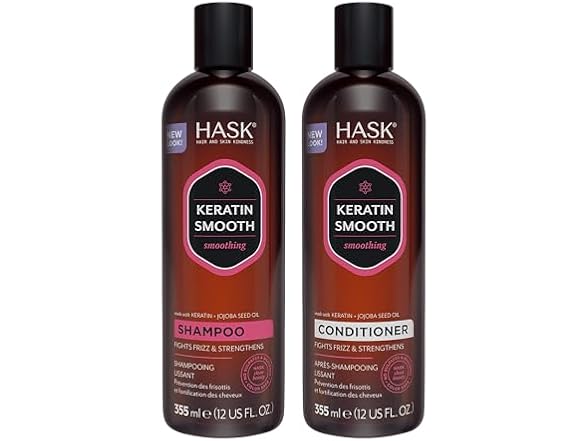 HASK Keratin Smoothing Shampoo + Conditioner Set
