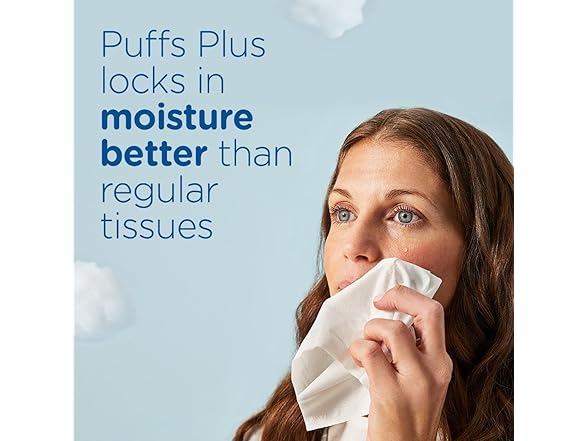 Puffs Plus Lotion Facial Tissues, 1 Family Box, 124 Tissues per Box