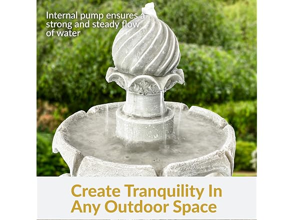Sunnydaze 35" White 2-Tier Solar Fountain