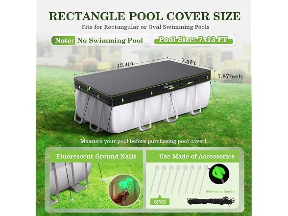 UIRWAY 7'x13' Winter Rectangular Pool Cover