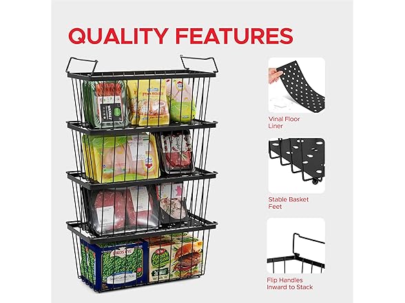 4 Pack Stackable Freezer Baskets