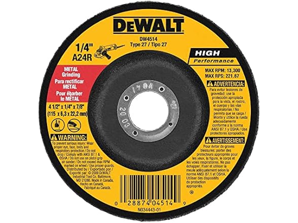 DEWALT DW4514 1/4" Thick Grinding Wheel