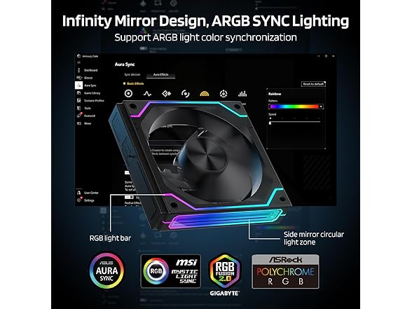 LTC Black 120mm PC Case Fan, ARGB