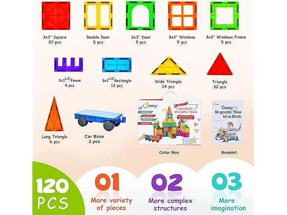 cossy 120Pcs Magnetic Tiles