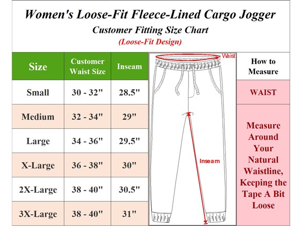 3Pk Womens Fleece-Lined Cargo Joggers
