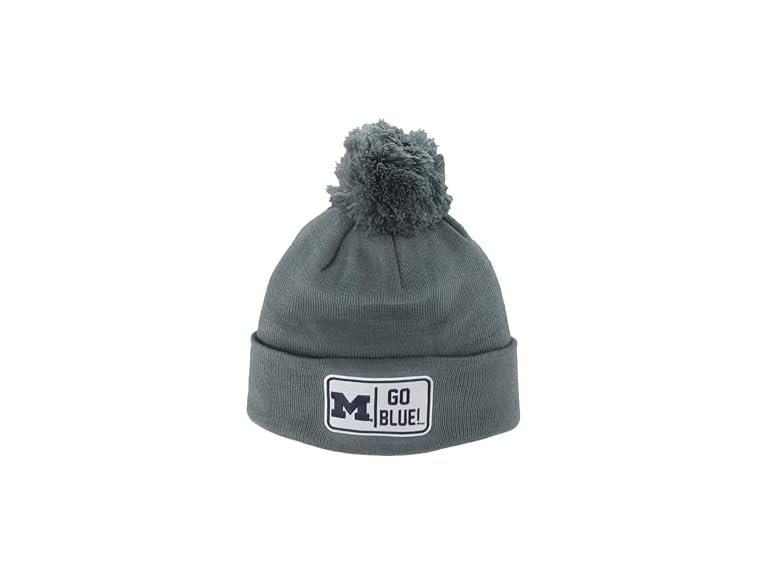 ZHATS Standard NCAA Officially Licensed Pom Beanie Patch Defer Gray, Grey, ,Michigan Wolverines