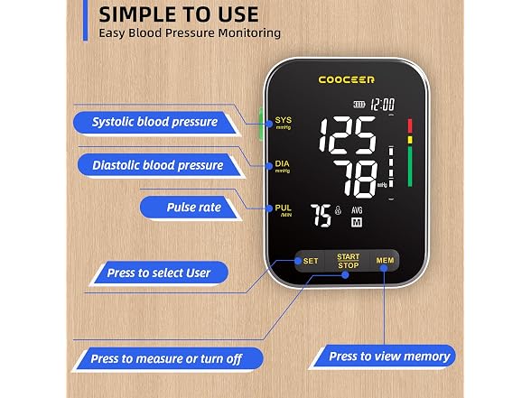 COOCEER Automatic Blood Pressure Monitor X8