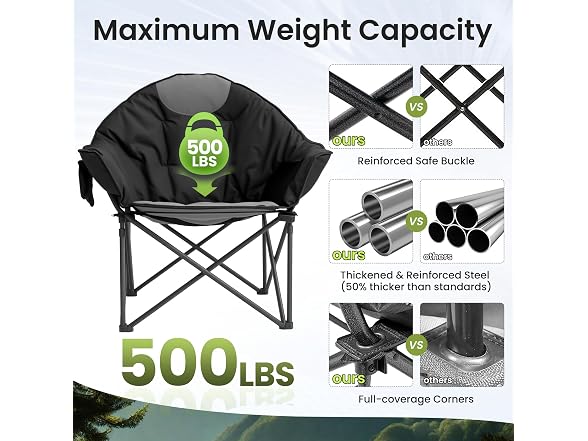CROS Oversized XL Padded Camping Chair 500 LBS