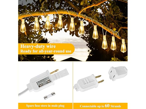 Brightever Outdoor String Lights, Waterproof Connectable