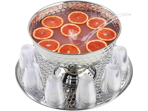 TableCraft  Hive Collection Round Serving Tray, Stainless Steel 