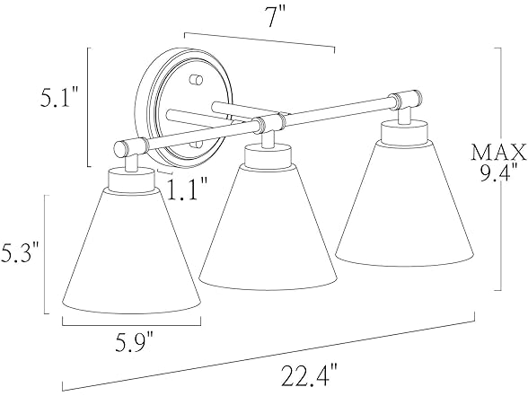 3 Light Vanity Light Black Gold