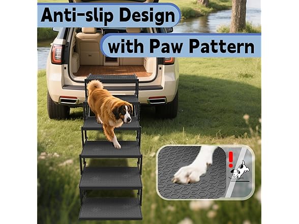 YACONA dog steps for car 6 steps Black