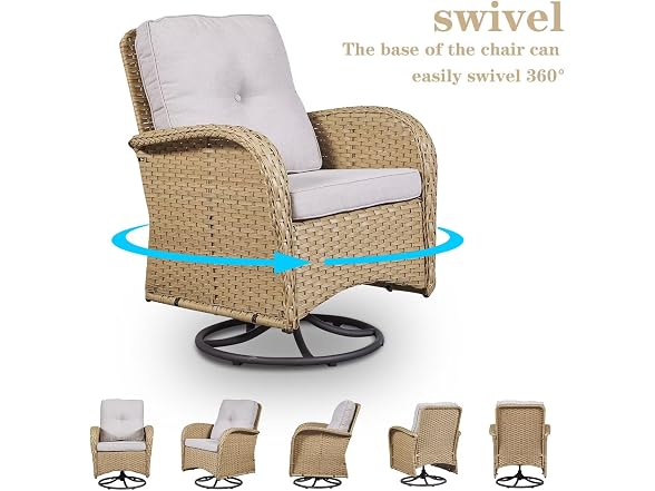 3PC Patio Swivel Rocker Bistro Set