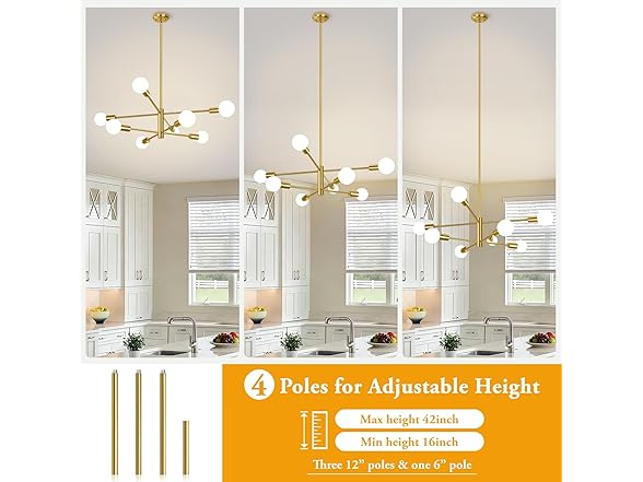 BesLowe 8-Light Modern Sputnik Chandelier- Gold