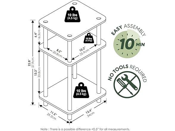 Furinno JUST 3-Tier End Table